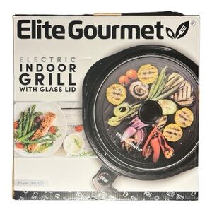 Elite Gourmet Electric Indoor Grill with Glass Lid & Drip Tray